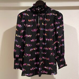 Kate Spade black blouse with bird pattern